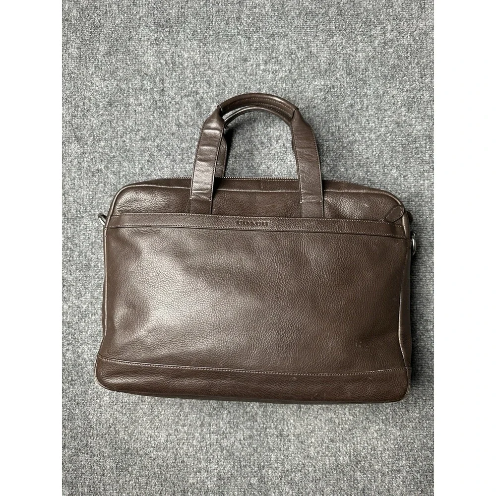 Mens Leather Coach Brown Briefcase Laptop Work Bag, Size One Size